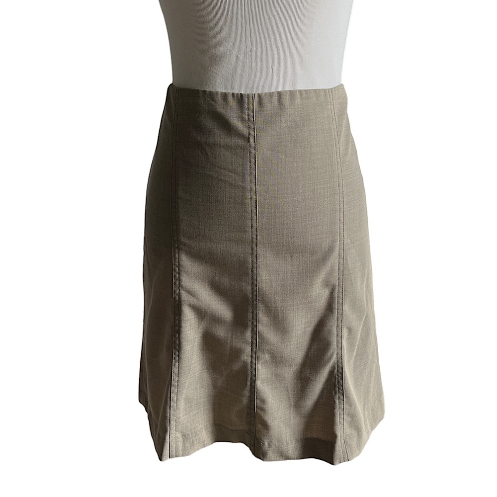 THEORY minimalist chic tan wool blend flare skirt size 6 like new - Picture 2 of 7